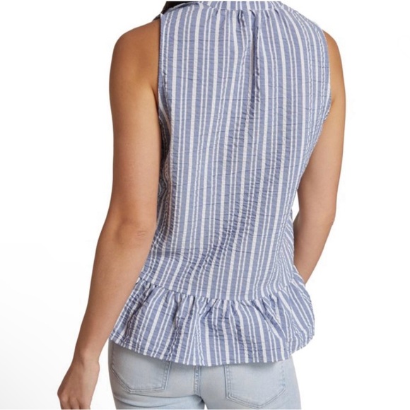 Veronica Beard Blue and White Striped Top - Picture 9 of 9